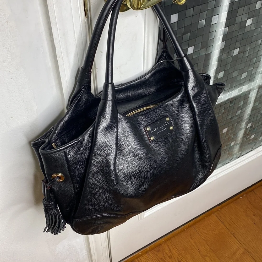 ♠️ Kate spade black leather large satchel bag gorgeous ♠️